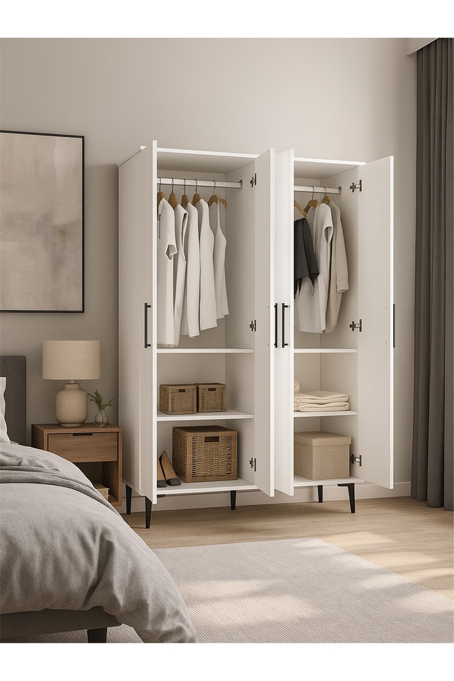 Dorpek Nuna 4 Kapaklı Gardırop – 180x120 cm Genç ve Yatak Odası Dolabı