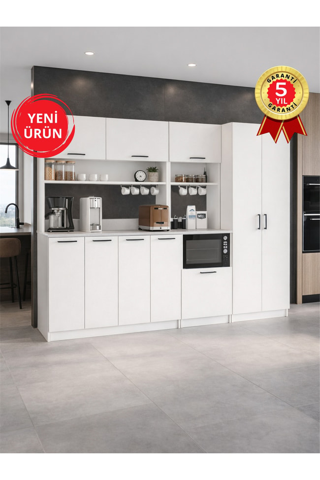 Dorpek Tuco 4 Kapaklı Mutfak Dolabı, Tuco 5 Raf Kiler Dolabı & Tuco 1 Kapaklı Çok Amaçlı Dolap Kahve Köşesi