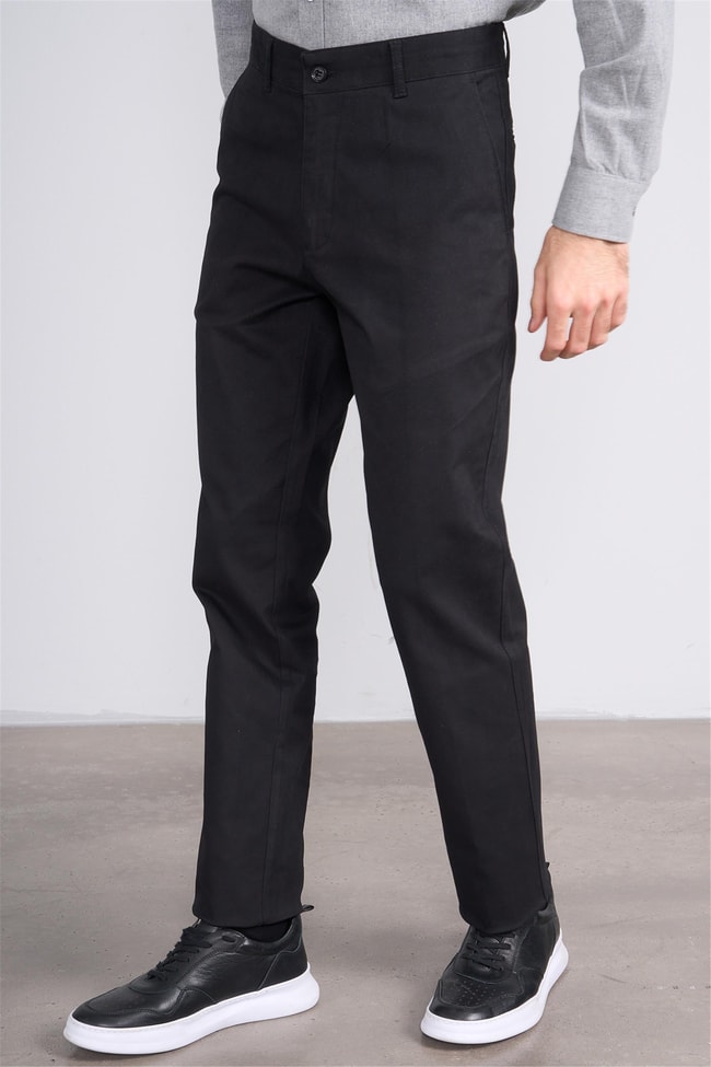 Erpant 1 Siyah Erkek Pamuk Gabardin Regular Pantolon