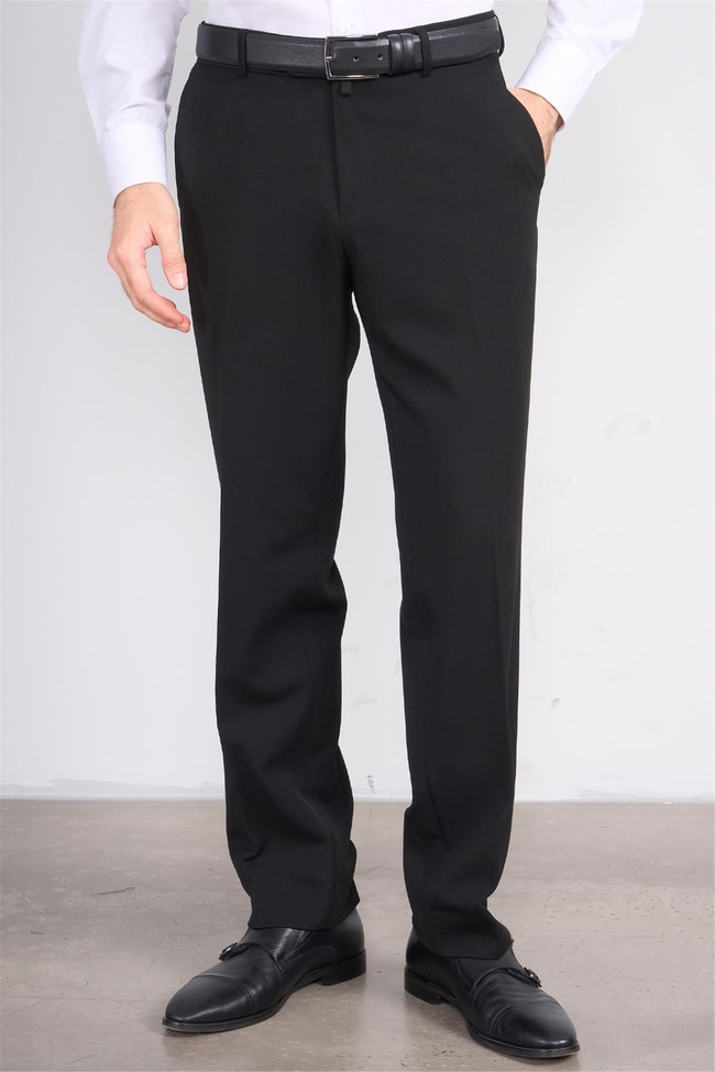 Erpant 8 Siyah Erkek Poliviskon Gabardin Regular Pantolon