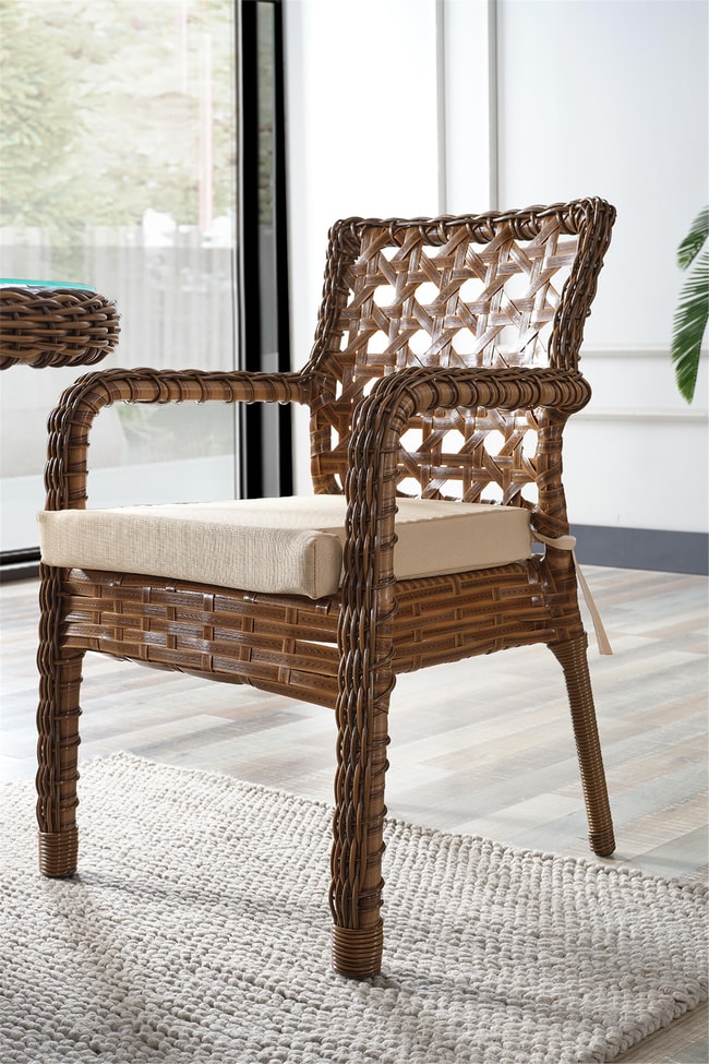 Evdemo Ayaz 2 Kişilik Rattan Bahçe Balkon Mutfak Masa Takımı Kahve