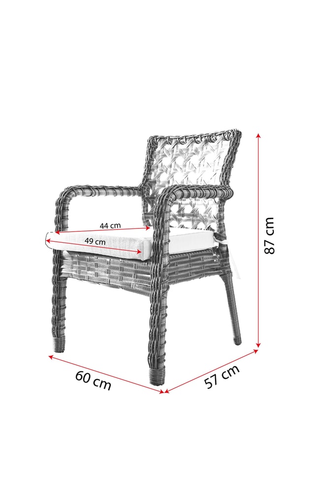 Evdemo Ayaz 4 Kişilik Rattan Bahçe Balkon Mutfak Masa Takımı Açık Gri