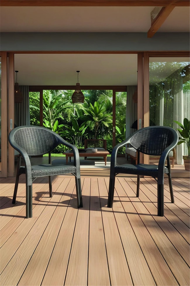 Evdemo Bamboo 2li Rattan Sandalye Siyah
