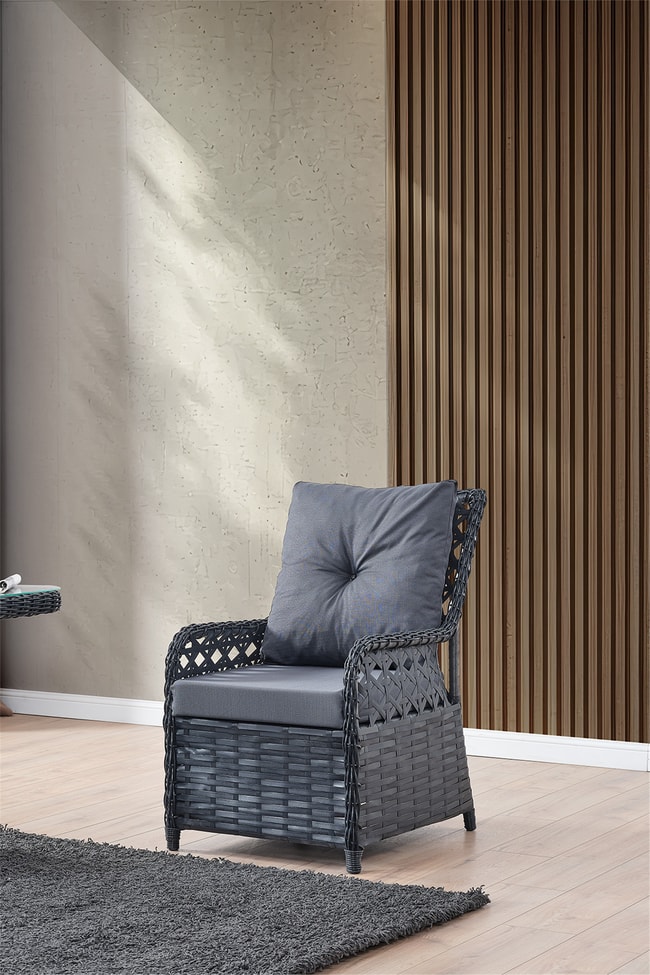 Evdemo Duru 4 Kişilik Rattan Bahçe Balkon Mutfak Masa Takımı Antrasit