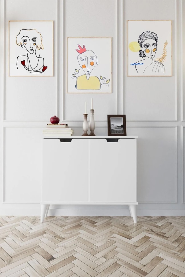 Evdemo Elegant 2 Kapaklı Dekoratif Konsol Beyaz