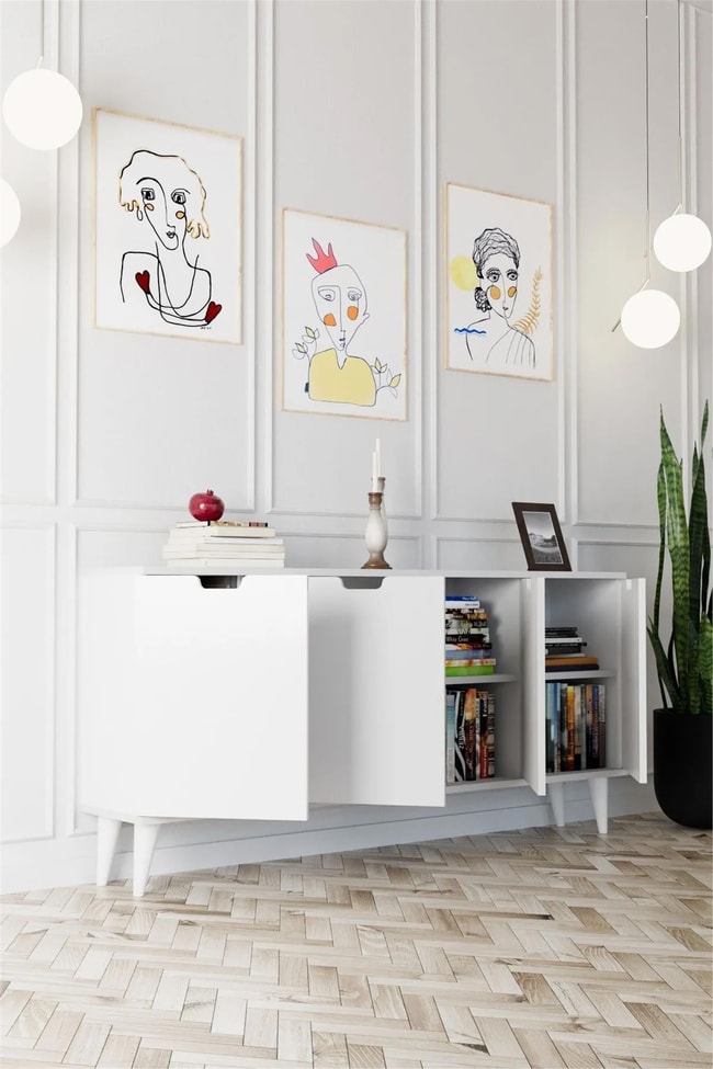 Evdemo Elegant 4 Kapaklı Dekoratif Konsol Beyaz