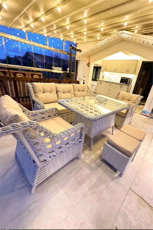 Evdemo Eren Rattan Puflu Bahçe Balkon Takımı 3+1+1 Gri