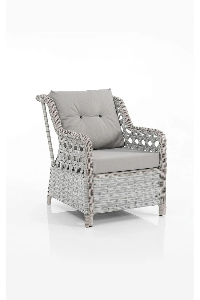 Evdemo Eren Rattan Puflu Bahçe Balkon Takımı 3+1+1 Gri