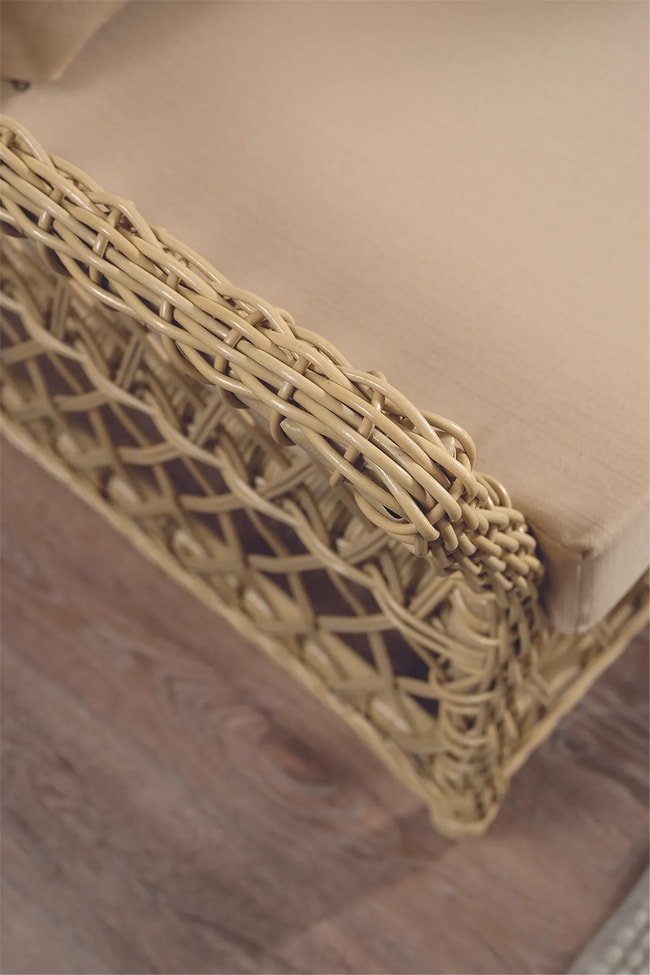 Evdemo Icon Rattan Bahçe Balkon Oturma Takımı 2+1+1+Camlı Masa Cappuccino