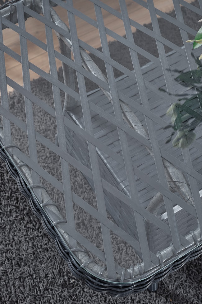 Evdemo Roma Rattan Bahçe Balkon Takımı 2+1+1 Cam Masalı Antrasit