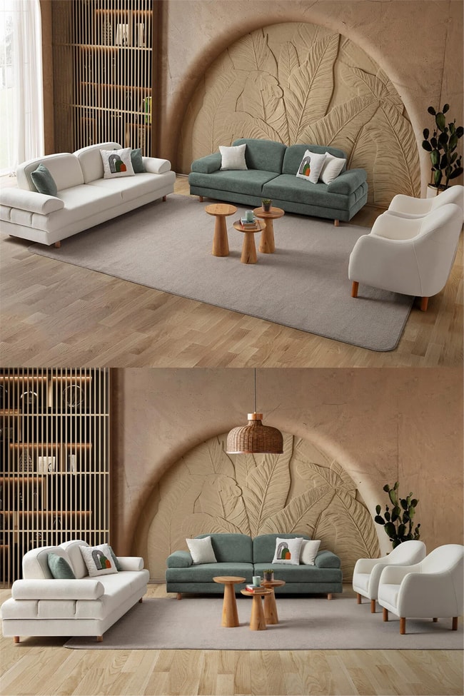 Eymense Aries Yataklı Sandıklı Koltuk Takımı 3+3+1+1 Yeşil