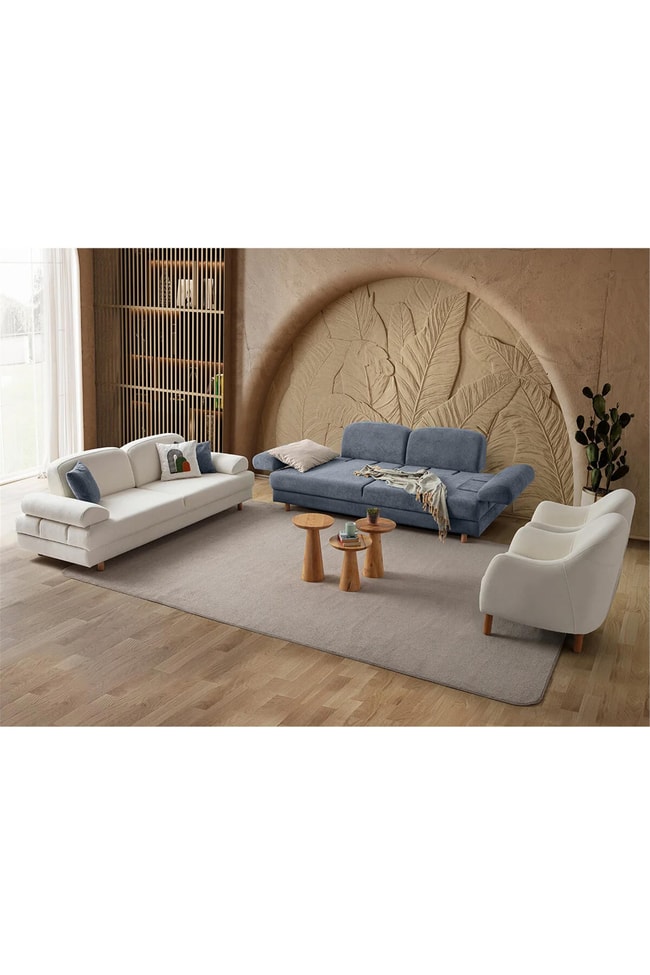 Eymense Aries Yataklı Sandıklı Koltuk Takımı 3+3+1+1 Mavi