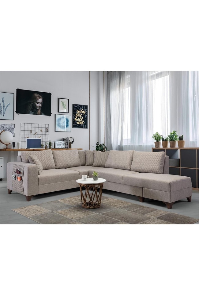 Eymense Krem Loft Köşe Koltuk Takımı Krem