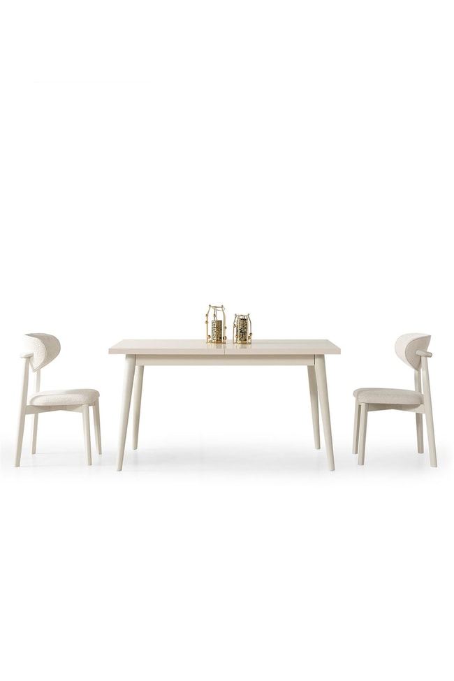 Eymense Masal Modern 4 Sandalyeli Açılır Masalı Yemek Odası Takımı Krem