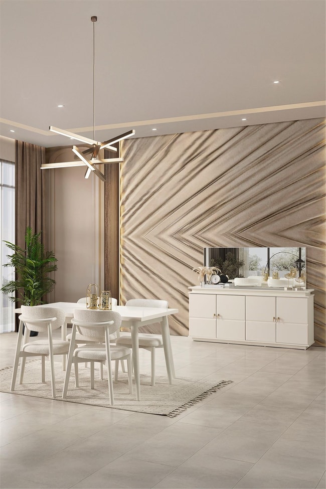 Eymense Masal Modern 4 Sandalyeli Açılır Masalı Yemek Odası Takımı Krem
