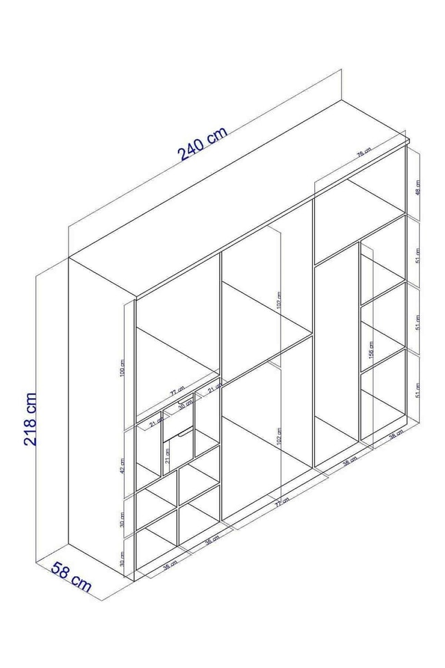 Eymense Sahra 240lık Gardırop Beyaz