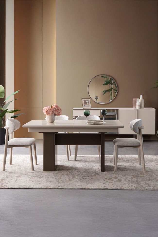 Eymense Zen 6 Sandalyeli Yemek Odası Takımı Krem
