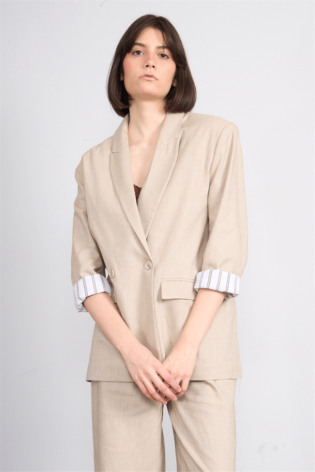 Fithit 5316 Kadın Oversize Ceket Bej
