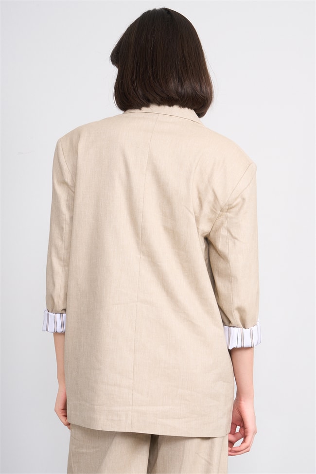 Fithit 5316 Kadın Oversize Ceket Bej