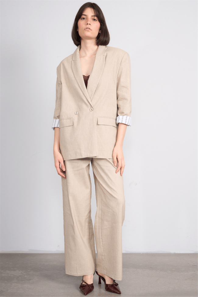 Fithit 5316 Kadın Oversize Ceket Bej