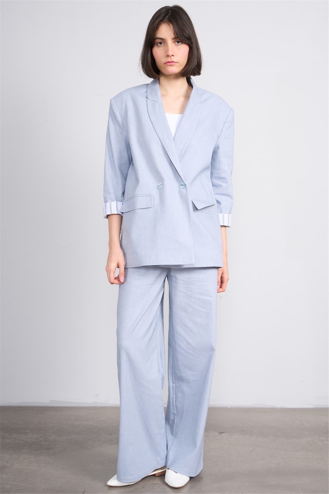 Fithit 5316 Kadın Oversize Ceket Mavi