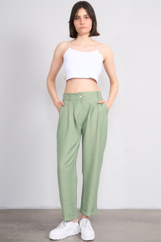 Fithit 7502 Bayan Rossi Dar Double Paça Pantolon Açık Haki