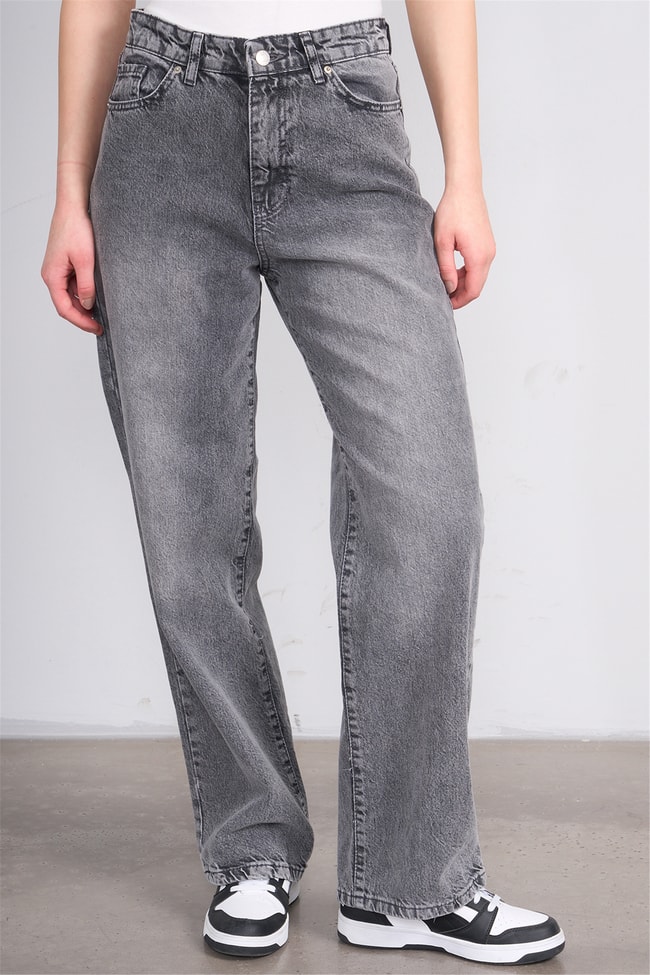 Fithit 7810 Bayan Jean Maria Wide Leg Pantolon Kar Gri
