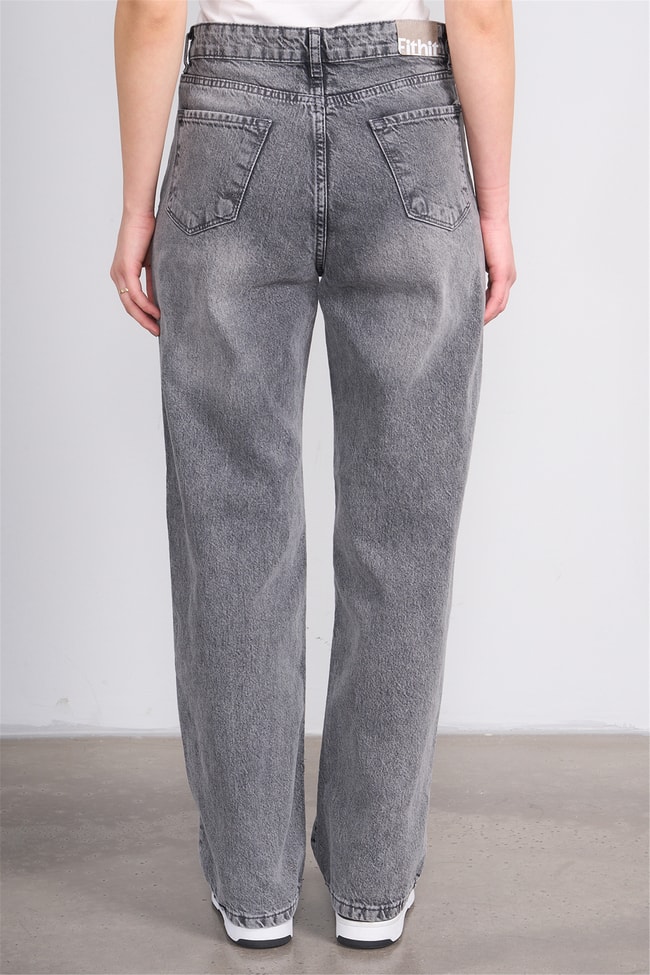 Fithit 7810 Bayan Jean Maria Wide Leg Pantolon Kar Gri