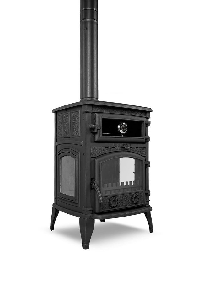 FLAME STOVE Sirius 3 camlı yan kapaklı Fırınlı Şömine Soba (11YK) / MAŞA TAKIMI HEDİYELİ