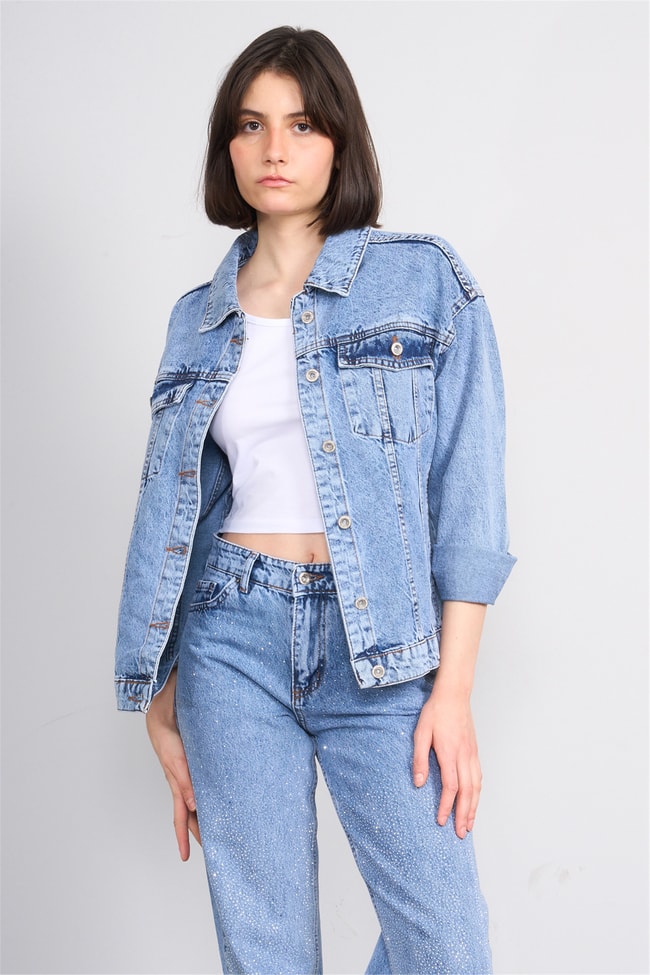 Helly 6373 Mavi Kadın Kot Ceket S-L