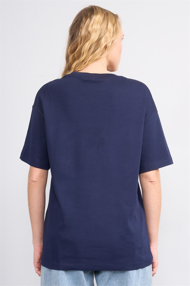 Helly Y25 Mb-5632 Lacivert Kadın Ayıcıklı T-Shirt