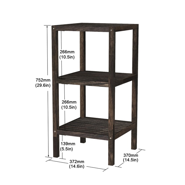 İnterbuild Masif Akasya Ahşap 3 Katlı Raf Çok Amaçlı Masif Raf (Espresso) - 672735