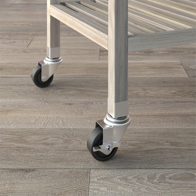 İnterbuild Masif Akasya Ahşap Holger Servis Arabası (520x520x850 mm) Org Beyaz - 674838