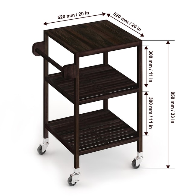 İnterbuild Masif Akasya Ahşap Holger Servis Arabası (520x520x850 mm) Espresso - 674814