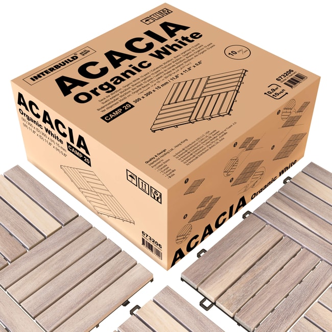 İnterbuild Masif Akasya Zemin Kaplaması 30x30 cm (10lu Paket) Org Beyaz - 673206