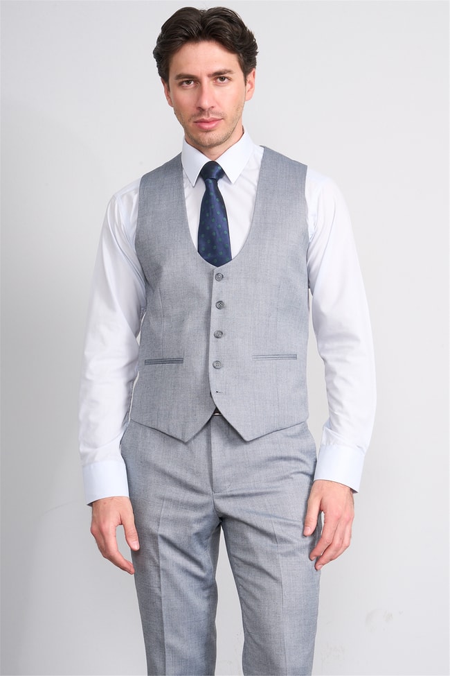 Kagi Vizon Erkek Pamuk Polyester Parma Yelekli Takım