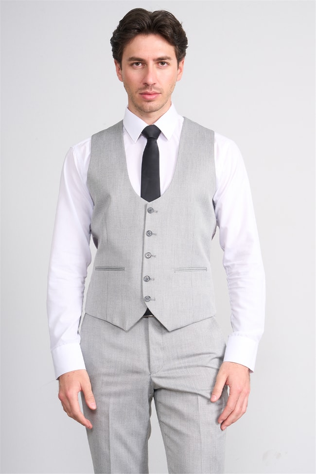 Kagi Vizon Erkek Pamuk Polyester Parma Yelekli Takım