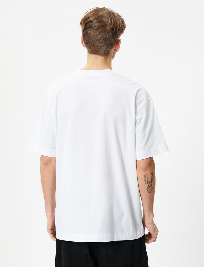 Koton 4Sam10250Hk 000 Beyaz Erkek Jersey Kısa Kollu T-Shirt