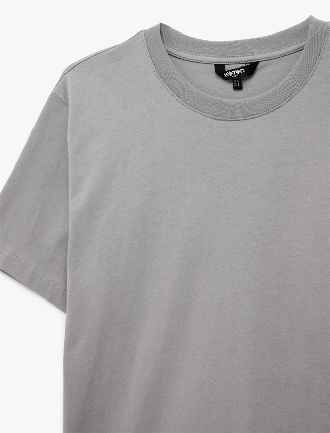 Koton 6Sam10005Mk 031 Grı Erkek Jersey Kısa Kollu Basıc T-Shırt