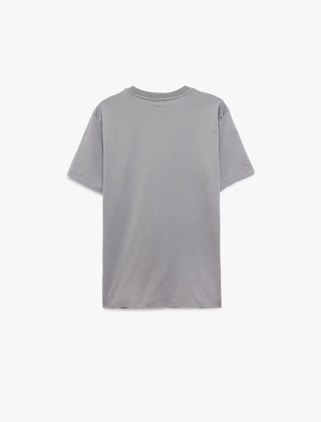 Koton 6Sam10005Mk 031 Grı Erkek Jersey Kısa Kollu Basıc T-Shırt