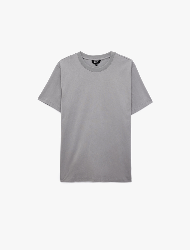 Koton 6Sam10005Mk 031 Grı Erkek Jersey Kısa Kollu Basıc T-Shırt