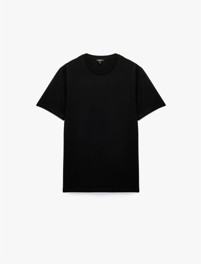 Koton 6Sam10005Mk 999 Sıyah Erkek Jersey Kısa Kollu Basıc T-Shırt