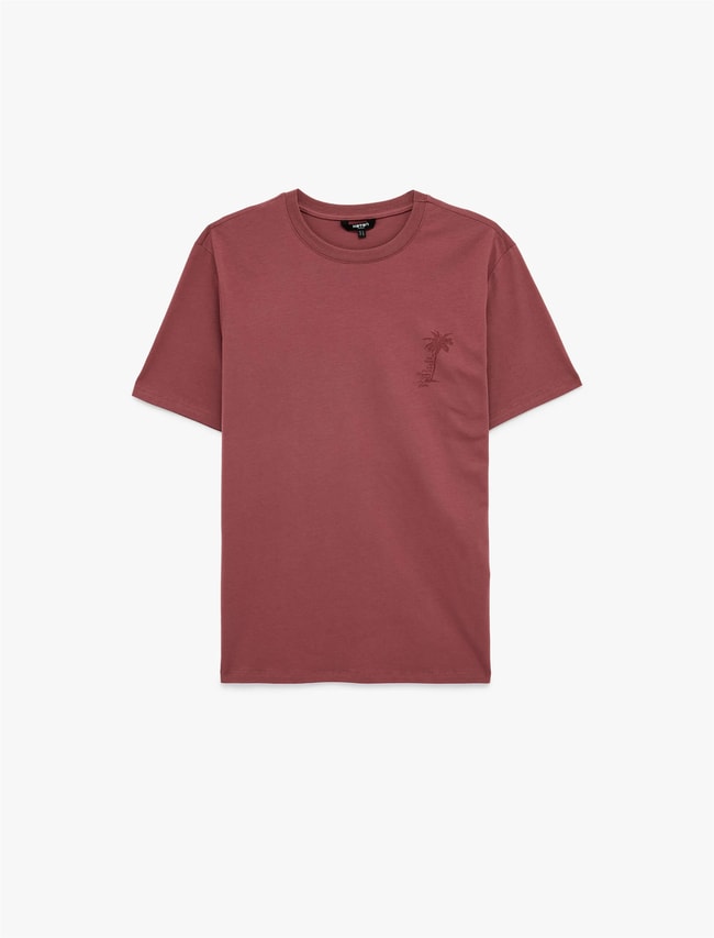 Koton 6Sam10017Mk 252 Pembe Erkek Jersey Kısa Kollu T-Shırt