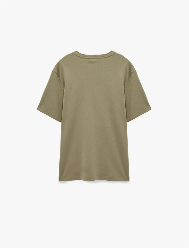 Koton 6Sam10021Mk 871 Hakı Erkek Jersey Kısa Kollu Basıc T-Shırt