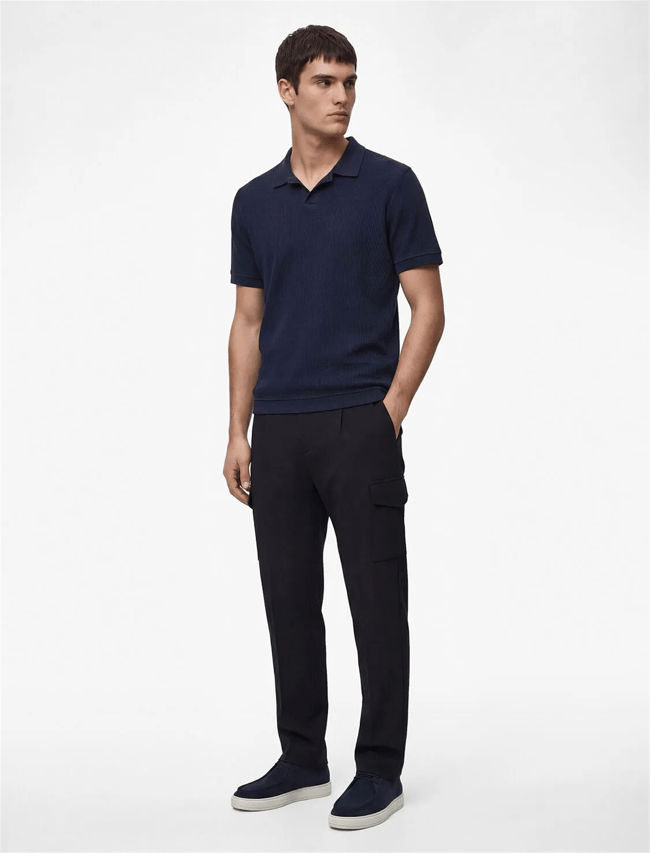 Koton 6Sam10068Mk 725 Lacıvert Erkek Jersey Kısa Kollu Polo T-Shırt