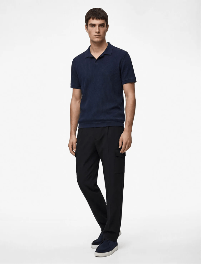 Koton 6Sam10068Mk 725 Lacıvert Erkek Jersey Kısa Kollu Polo T-Shırt