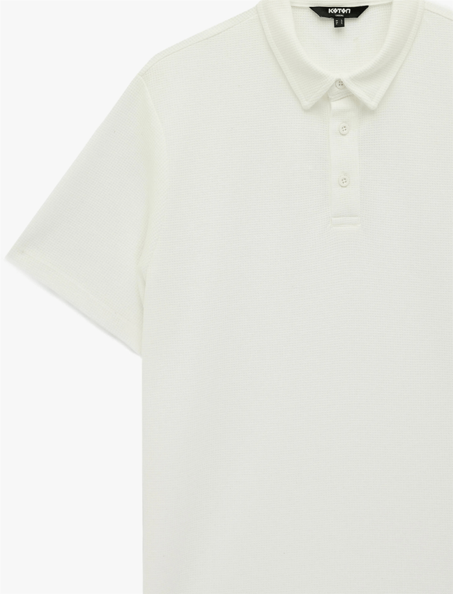 Koton 6Sam10071Mk 000 Beyaz Erkek Jersey Kısa Kollu Polo T-Shırt