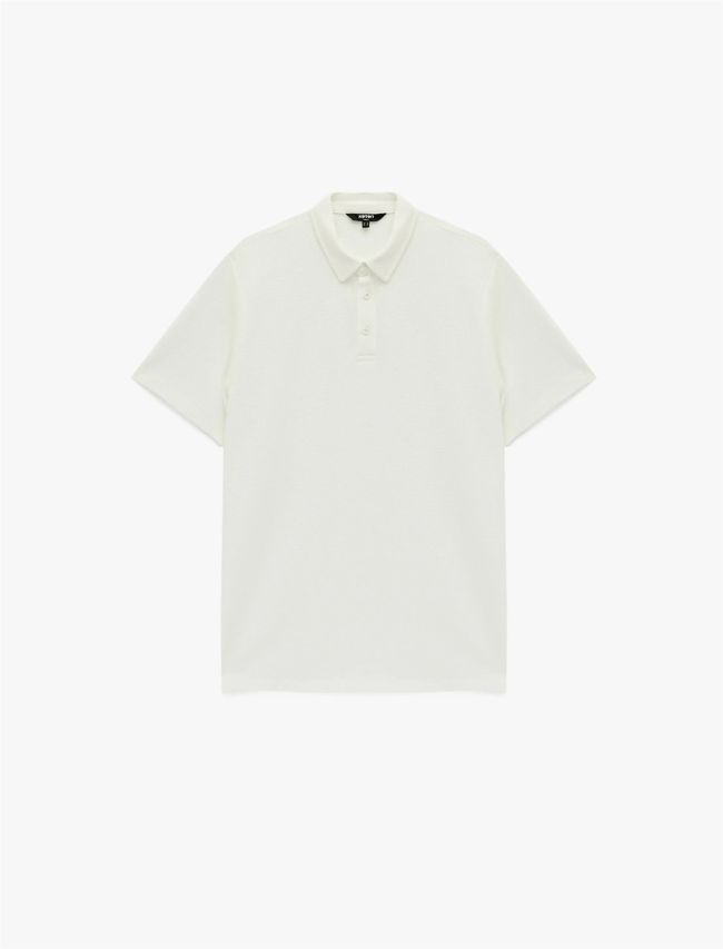 Koton 6Sam10071Mk 000 Beyaz Erkek Jersey Kısa Kollu Polo T-Shırt