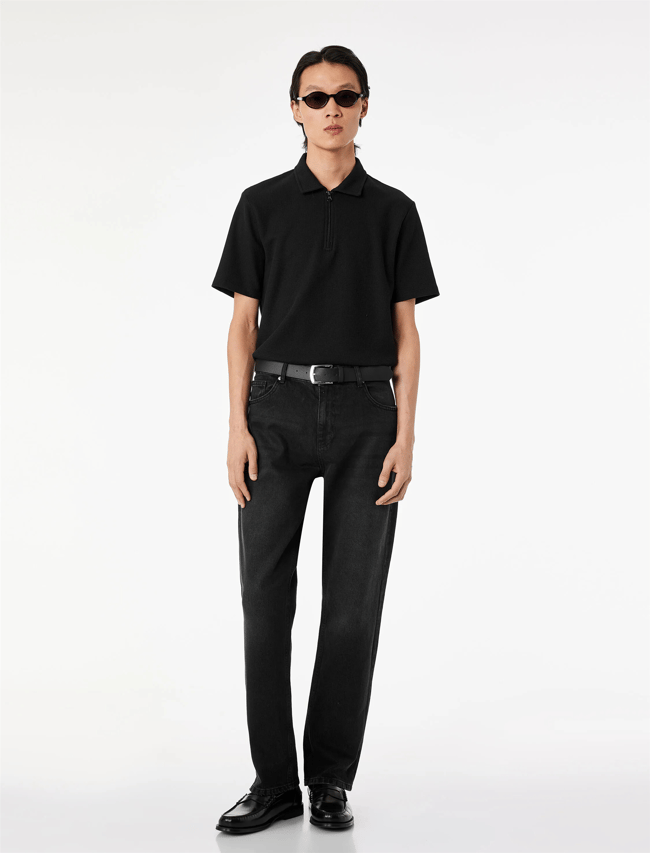 Koton 6Sam10289Mk 999 Sıyah Erkek Jersey Kısa Kollu Polo T-Shırt