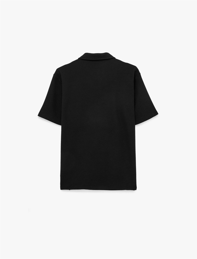 Koton 6Sam10289Mk 999 Sıyah Erkek Jersey Kısa Kollu Polo T-Shırt